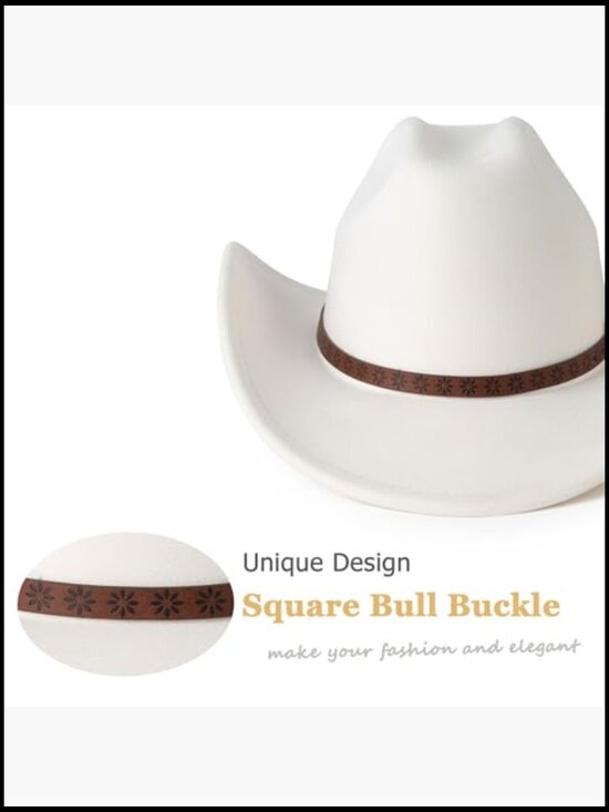 Retro Suede Cowboy Hat with Buckle Belt - Unisex Western Fedora main image 5